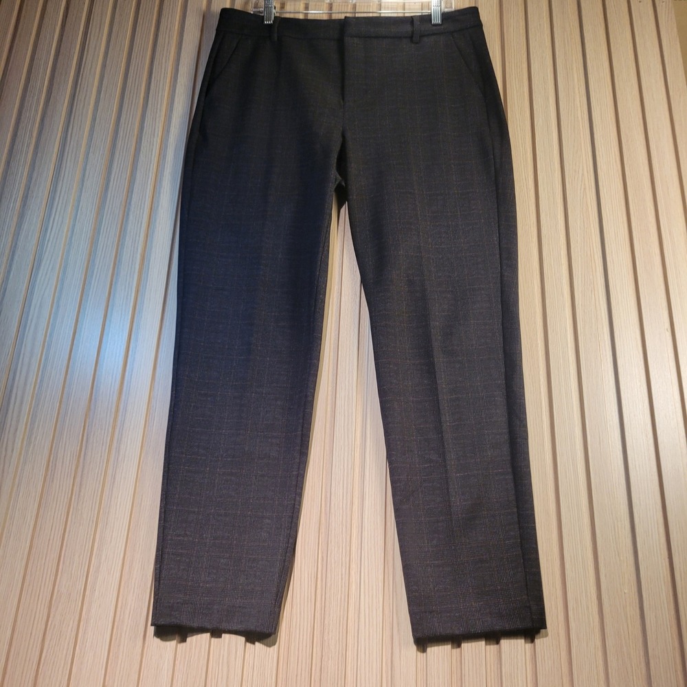 Liverpool Los Angeles Kelsey Knit Trousers Grey Plaid Stretch Pants Womens 12/31
